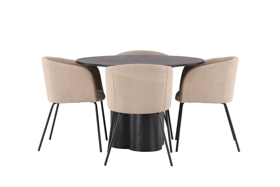 Venture Home OliviaDiningTable-Black/BlackVeneer+BeritChair-Black/BeigeFabric(Polyesterlinen)_4