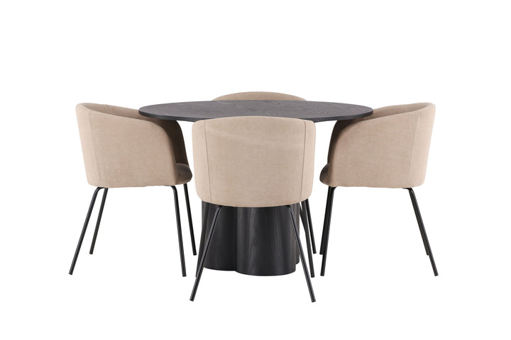 Venture Home OliviaDiningTable-Black/BlackVeneer+BeritChair-Black/BeigeFabric(Polyesterlinen)_4