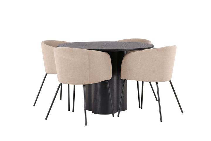 Venture Home OliviaDiningTable-Black/BlackVeneer+BeritChair-Black/BeigeFabric(Polyesterlinen)_4