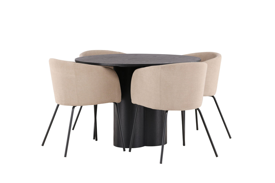 Venture Home OliviaDiningTable-Black/BlackVeneer+BeritChair-Black/BeigeFabric(Polyesterlinen)_4