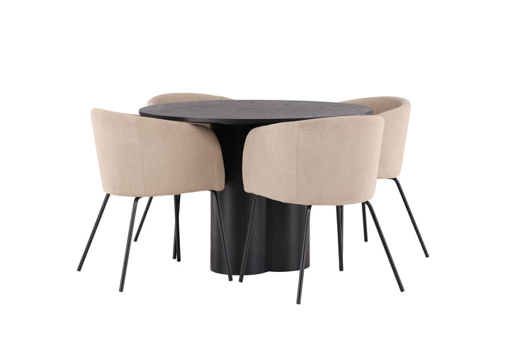 Venture Home OliviaDiningTable-Black/BlackVeneer+BeritChair-Black/BeigeFabric(Polyesterlinen)_4