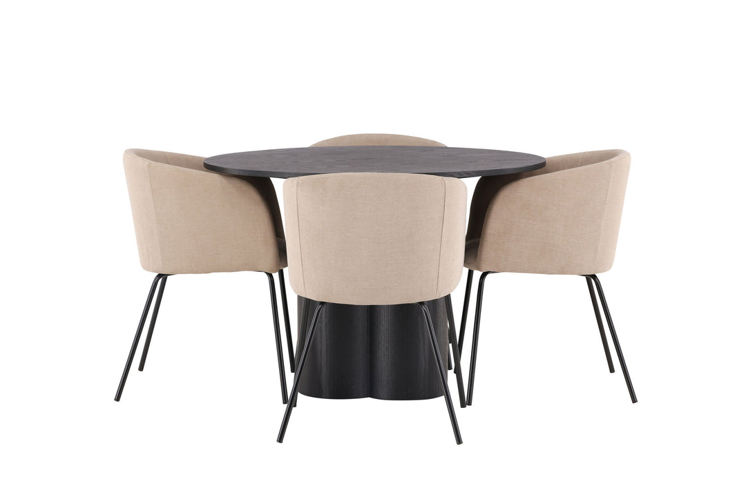 Venture Home OliviaDiningTable-Black/BlackVeneer+BeritChair-Black/BeigeFabric(Polyesterlinen)_4