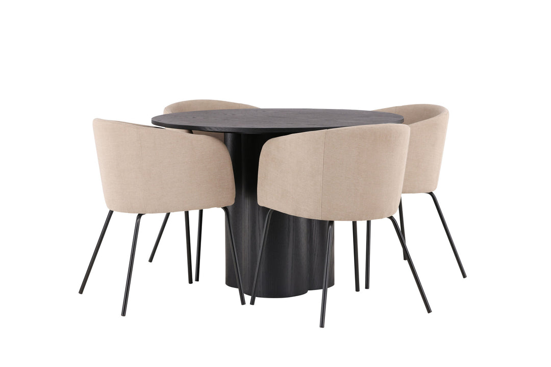 Venture Home OliviaDiningTable-Black/BlackVeneer+BeritChair-Black/BeigeFabric(Polyesterlinen)_4