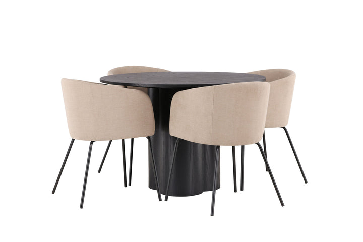 Venture Home OliviaDiningTable-Black/BlackVeneer+BeritChair-Black/BeigeFabric(Polyesterlinen)_4