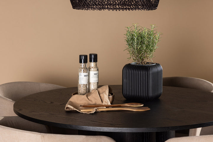 Venture Home OliviaDiningTable-Black/BlackVeneer+BeritChair-Black/BeigeFabric(Polyesterlinen)_4