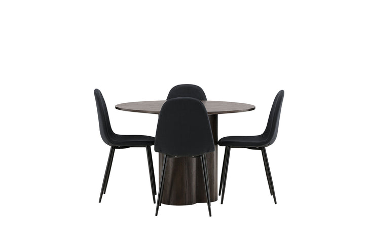 Venture Home OliviaDiningTable-Mocca/MoccaVeneer+PolarDiningChair-BlackLegs-BlackFabric_4