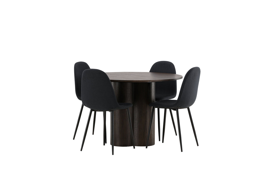 Venture Home OliviaDiningTable-Mocca/MoccaVeneer+PolarDiningChair-BlackLegs-BlackFabric_4