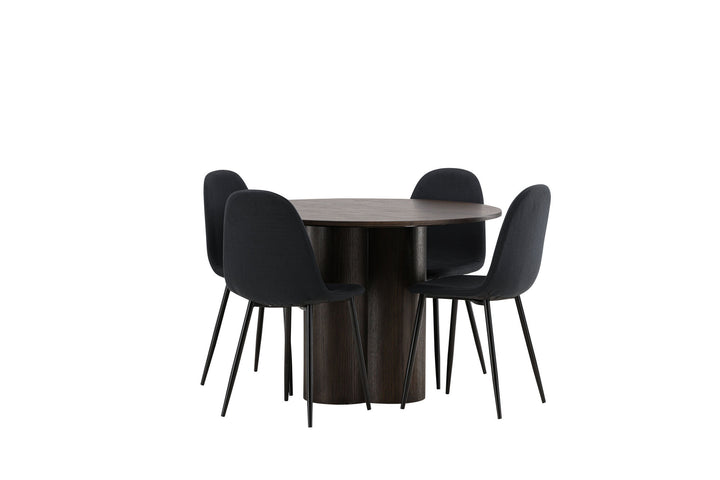 Venture Home OliviaDiningTable-Mocca/MoccaVeneer+PolarDiningChair-BlackLegs-BlackFabric_4