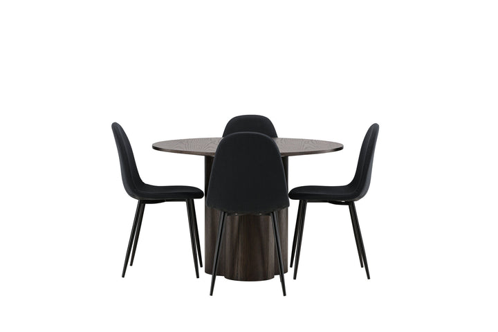 Venture Home OliviaDiningTable-Mocca/MoccaVeneer+PolarDiningChair-BlackLegs-BlackFabric_4