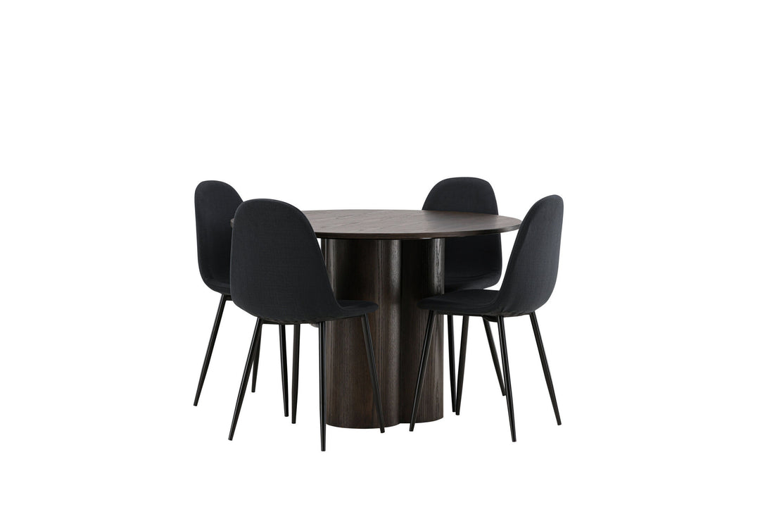 Venture Home OliviaDiningTable-Mocca/MoccaVeneer+PolarDiningChair-BlackLegs-BlackFabric_4