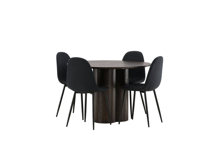 Venture Home OliviaDiningTable-Mocca/MoccaVeneer+PolarDiningChair-BlackLegs-BlackFabric_4