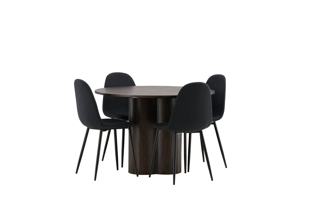 Venture Home OliviaDiningTable-Mocca/MoccaVeneer+PolarDiningChair-BlackLegs-BlackFabric_4