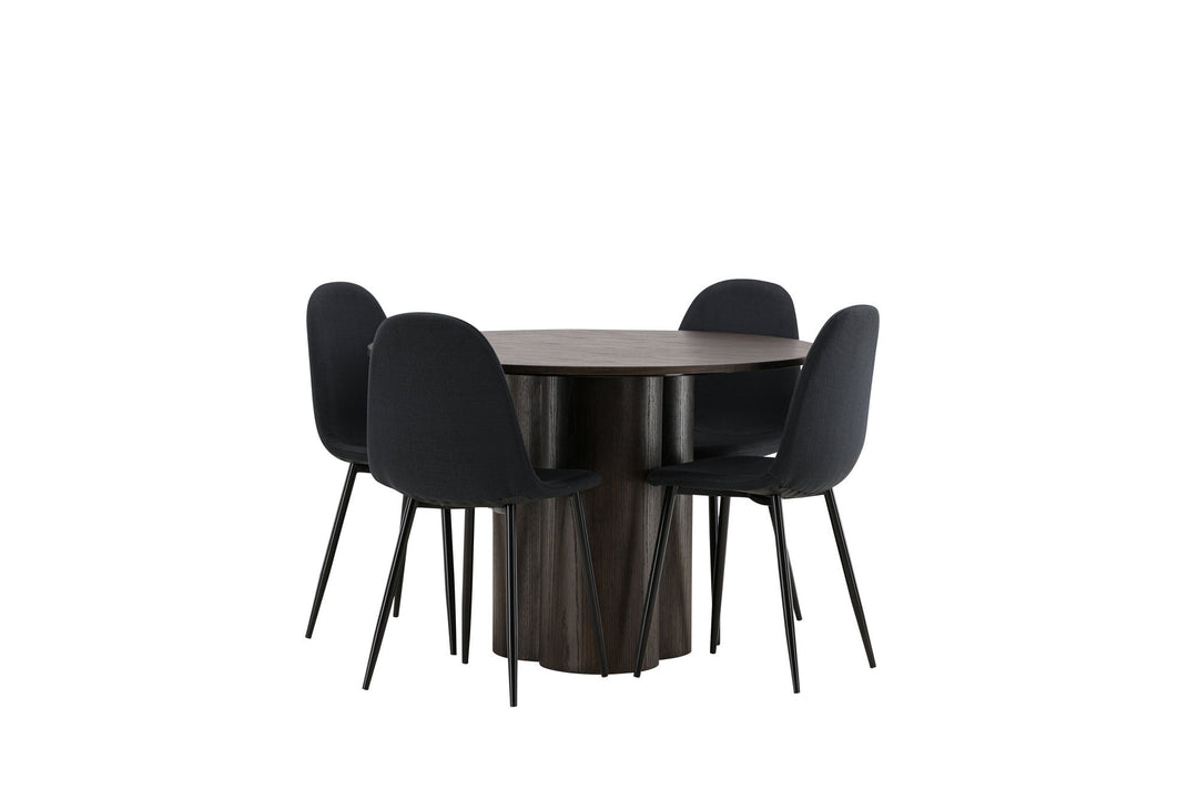 Venture Home OliviaDiningTable-Mocca/MoccaVeneer+PolarDiningChair-BlackLegs-BlackFabric_4