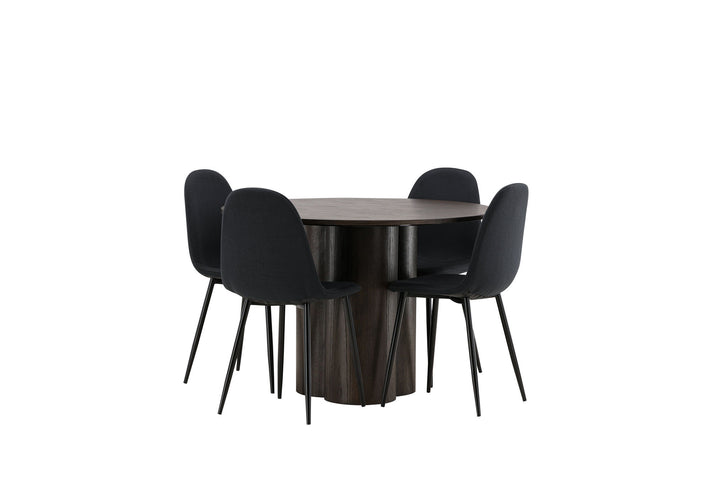 Venture Home OliviaDiningTable-Mocca/MoccaVeneer+PolarDiningChair-BlackLegs-BlackFabric_4