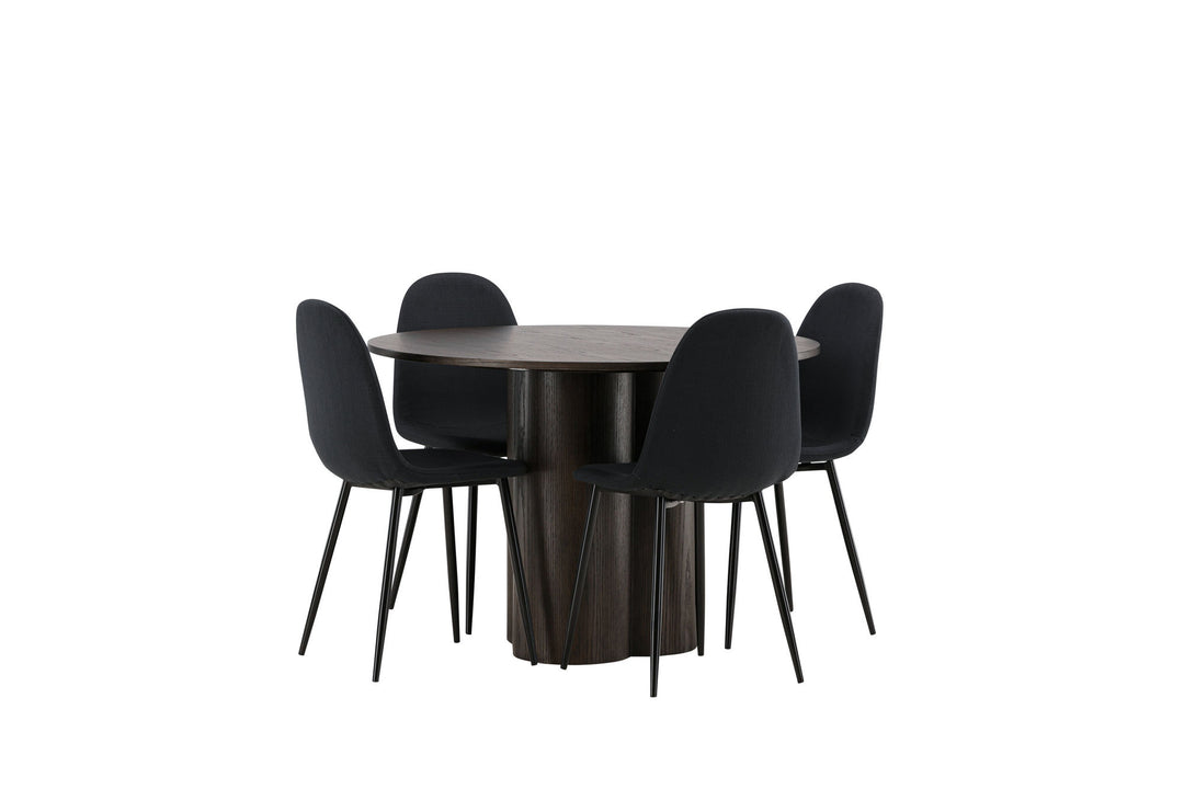 Venture Home OliviaDiningTable-Mocca/MoccaVeneer+PolarDiningChair-BlackLegs-BlackFabric_4