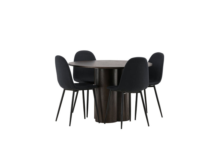 Venture Home OliviaDiningTable-Mocca/MoccaVeneer+PolarDiningChair-BlackLegs-BlackFabric_4