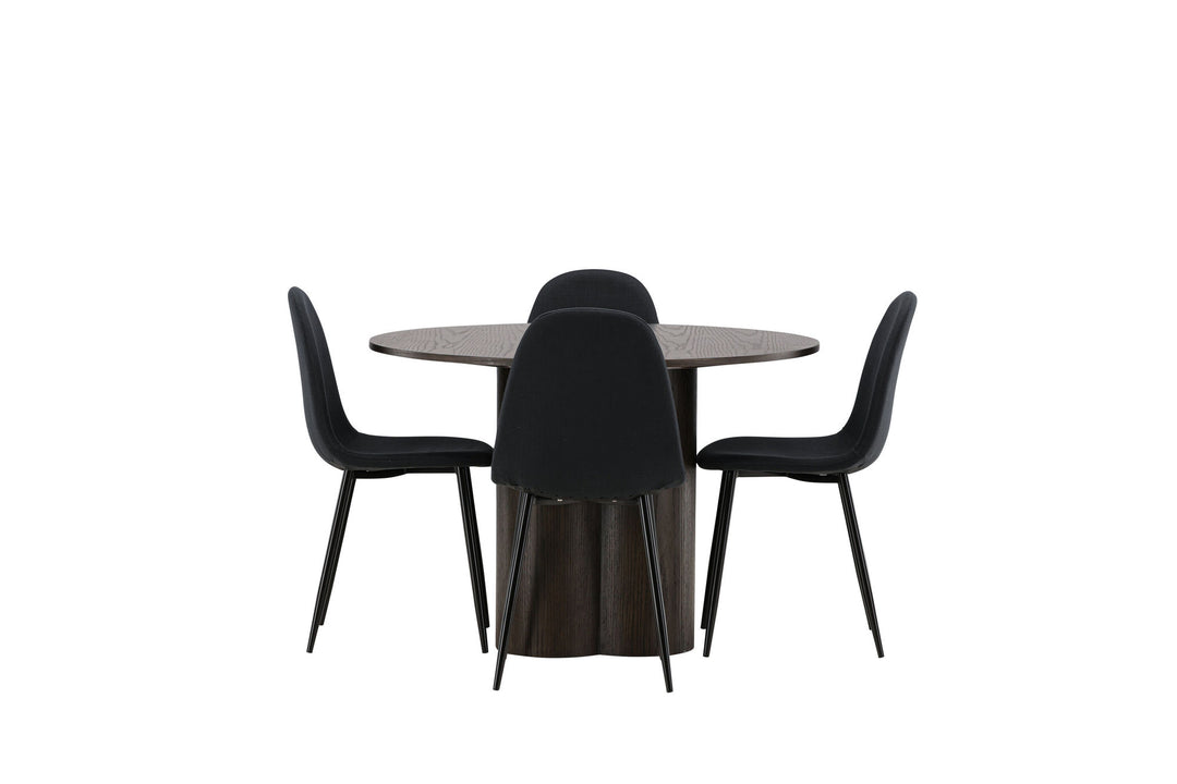 Venture Home OliviaDiningTable-Mocca/MoccaVeneer+PolarDiningChair-BlackLegs-BlackFabric_4