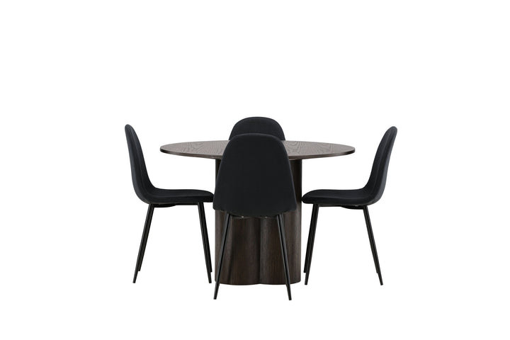 Venture Home OliviaDiningTable-Mocca/MoccaVeneer+PolarDiningChair-BlackLegs-BlackFabric_4