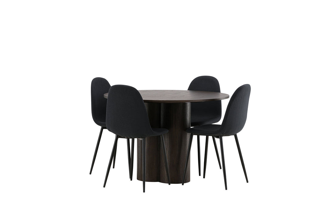 Venture Home OliviaDiningTable-Mocca/MoccaVeneer+PolarDiningChair-BlackLegs-BlackFabric_4