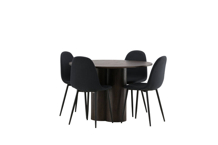 Venture Home OliviaDiningTable-Mocca/MoccaVeneer+PolarDiningChair-BlackLegs-BlackFabric_4