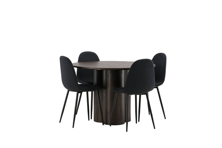 Venture Home OliviaDiningTable-Mocca/MoccaVeneer+PolarDiningChair-BlackLegs-BlackFabric_4