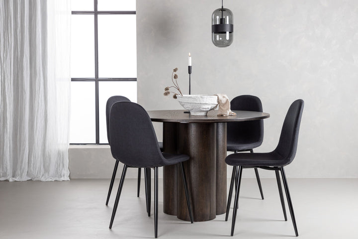 Venture Home OliviaDiningTable-Mocca/MoccaVeneer+PolarDiningChair-BlackLegs-BlackFabric_4