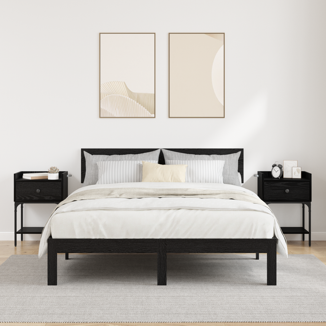 Sengebord 2 pcs Sort eg 40 x 29 x 60 cm Konstrueret træ