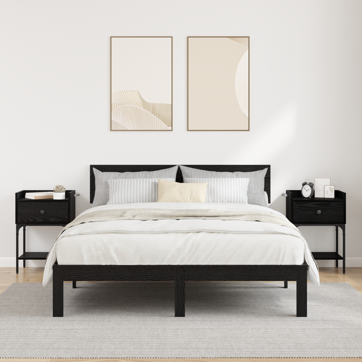 Sengebord 2 pcs Sort eg 40 x 29 x 60 cm Konstrueret træ