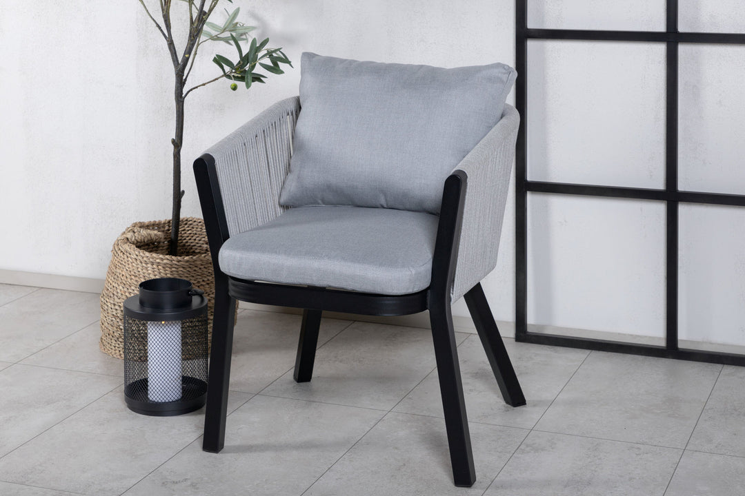 Venture Home Virya Dining Chair 2-pack - BLACK Alu / Grey cushion