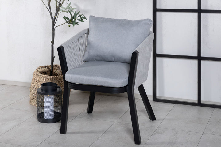 Venture Home Virya Dining Chair 2-pack - BLACK Alu / Grey cushion