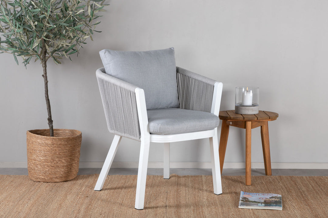 Venture Home Virya Dining Chair 2-pack - White Alu / Grey Cushion