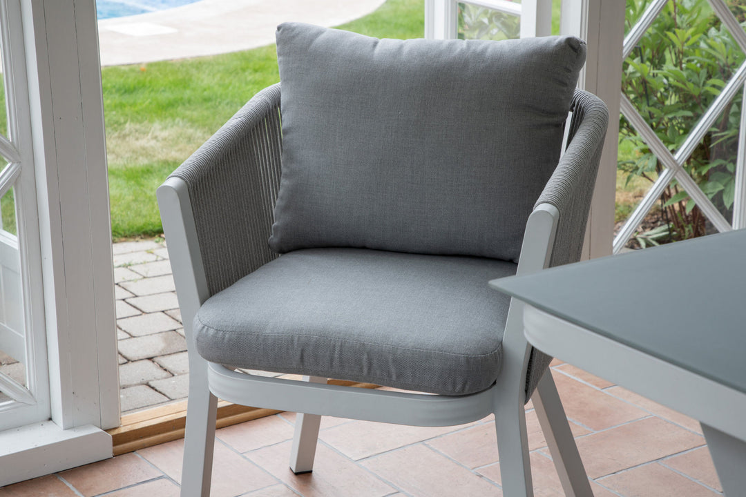 Venture Home Virya Dining Chair 2-pack - White Alu / Grey Cushion