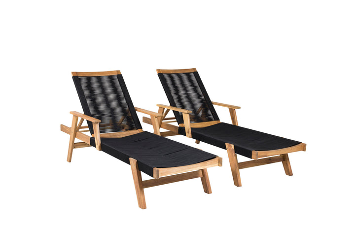 Venture Home Little John Sun Lounge - Black Rope / Acacia