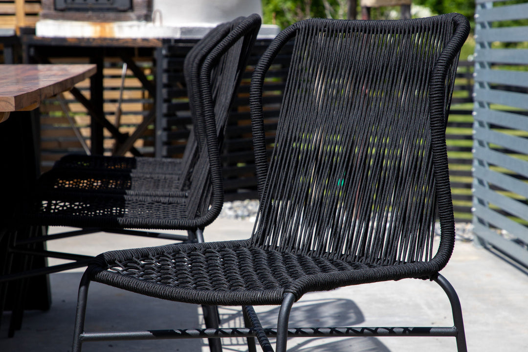 Venture Home Julian Dining Chair 4-pack - Black Steel / Black Rope (stackable)