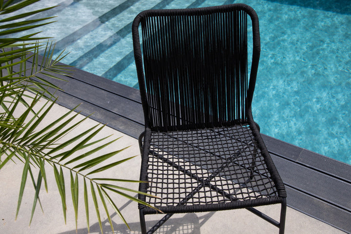 Venture Home Julian Dining Chair 4-pack - Black Steel / Black Rope (stackable)