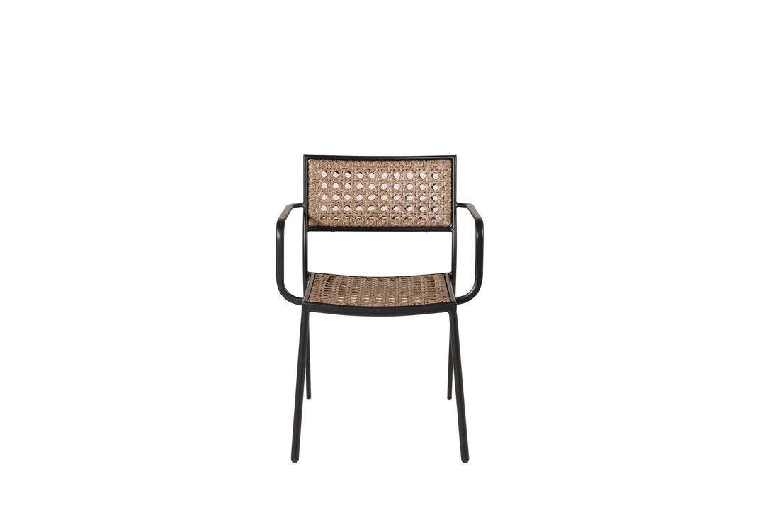 Venture Home Paola Dining Chair 4-pack - Black Steel / Nature Wicker / Black Cushion