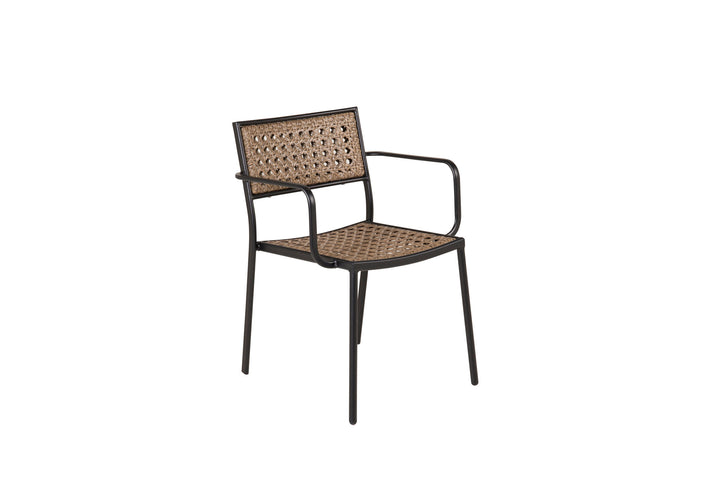 Venture Home Paola Dining Chair 4-pack - Black Steel / Nature Wicker / Black Cushion