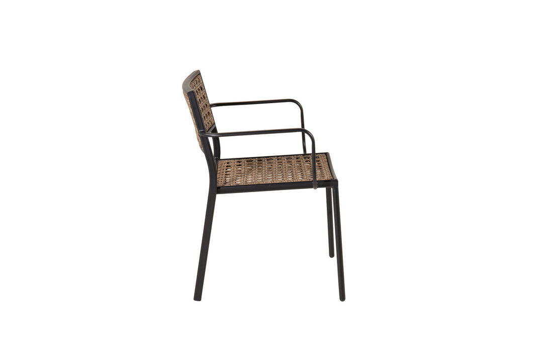 Venture Home Paola Dining Chair 4-pack - Black Steel / Nature Wicker / Black Cushion