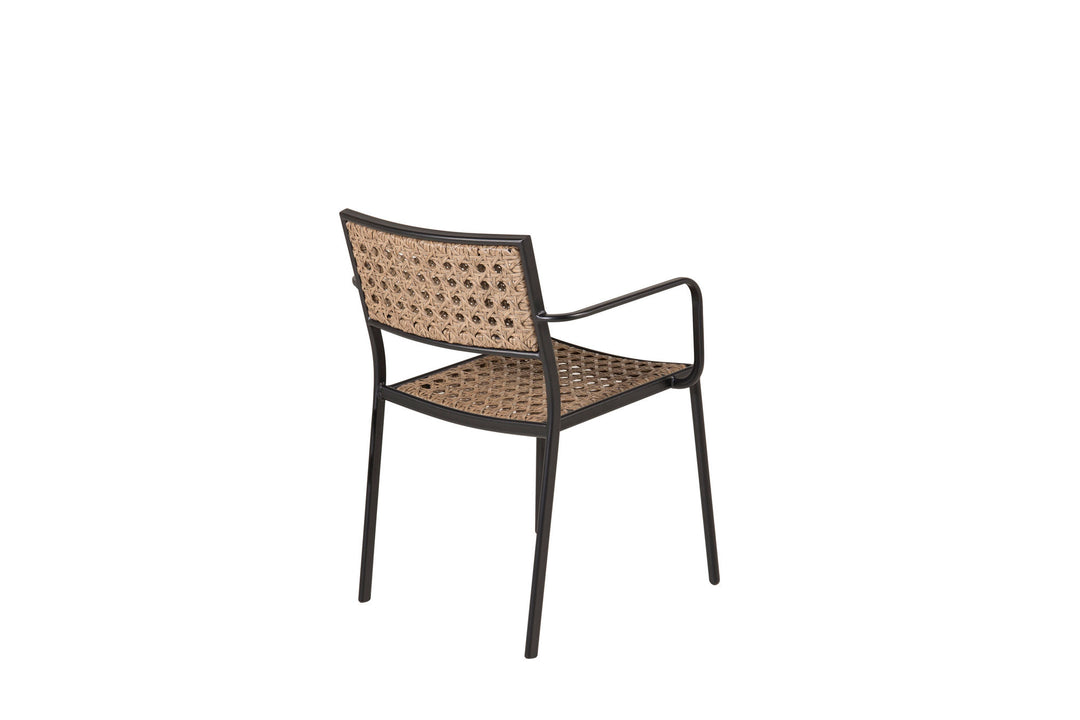 Venture Home Paola Dining Chair 4-pack - Black Steel / Nature Wicker / Black Cushion