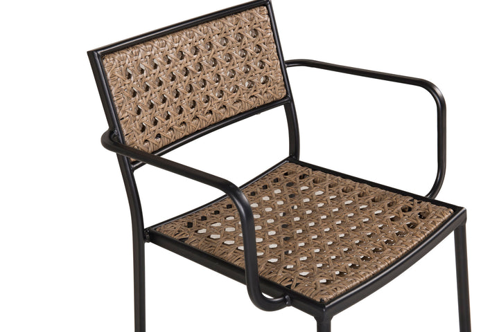 Venture Home Paola Dining Chair 4-pack - Black Steel / Nature Wicker / Black Cushion