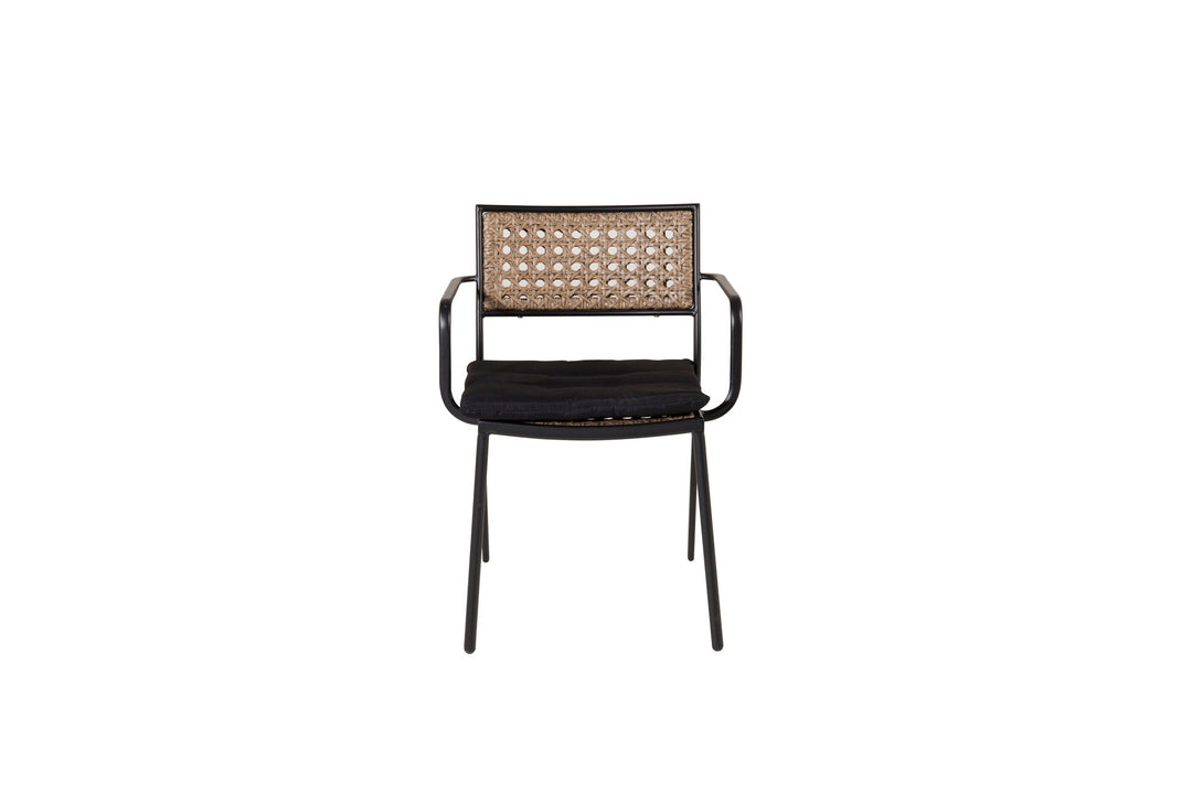 Venture Home Paola Dining Chair 4-pack - Black Steel / Nature Wicker / Black Cushion