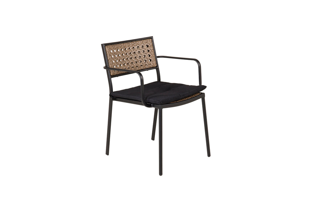 Venture Home Paola Dining Chair 4-pack - Black Steel / Nature Wicker / Black Cushion