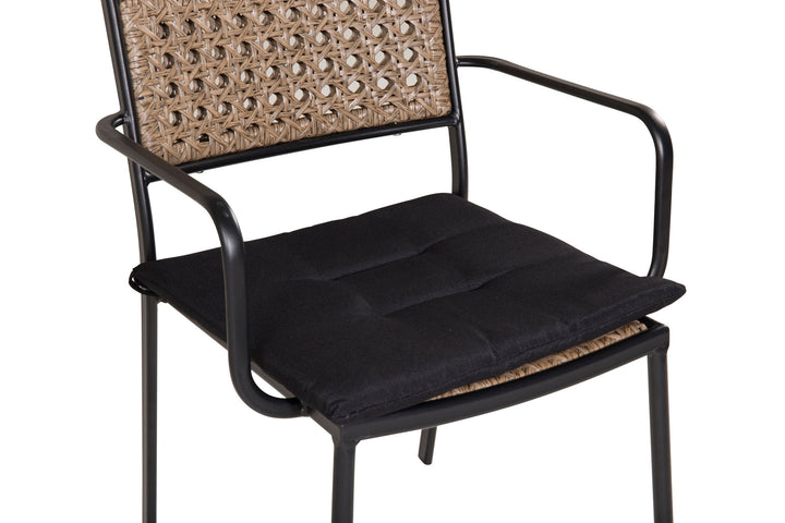 Venture Home Paola Dining Chair 4-pack - Black Steel / Nature Wicker / Black Cushion