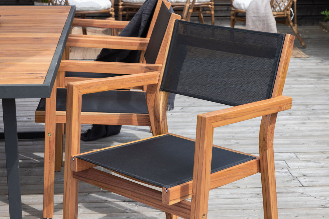 Venture Home Venice Stackingchair 2-pack - Teak / Black Textilene