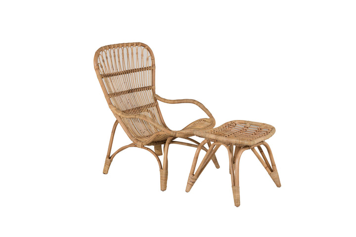 Venture Home Ella Lounge Chair - rattan / Offwhite Cushion. inc. Ottoman