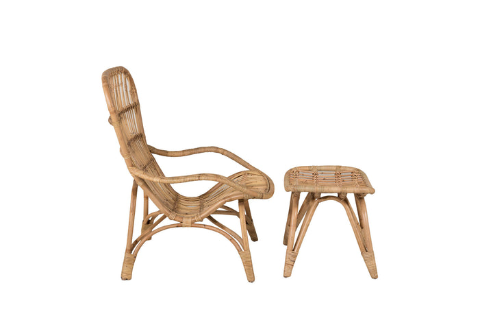 Venture Home Ella Lounge Chair - rattan / Offwhite Cushion. inc. Ottoman