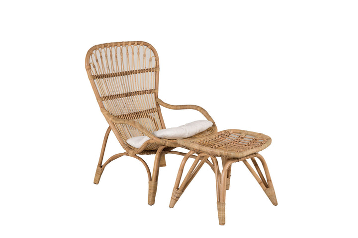 Venture Home Ella Lounge Chair - rattan / Offwhite Cushion. inc. Ottoman