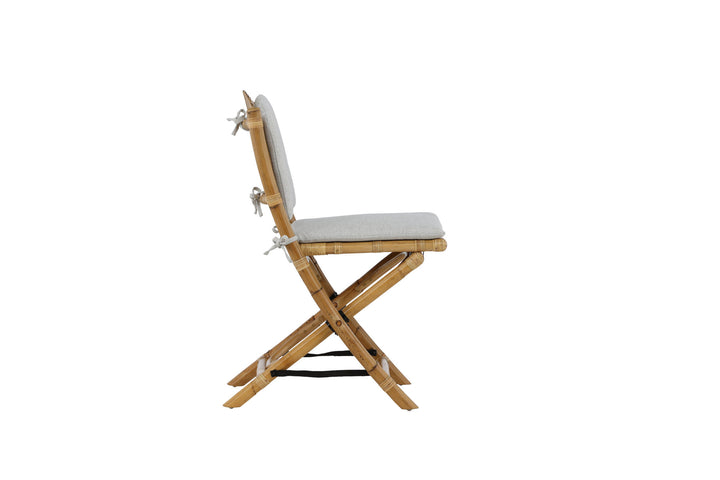 Venture Home Cane Foldable dining Chair - Bamboo / Grey Cushion