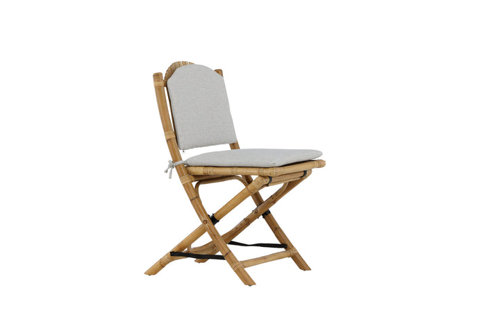 Venture Home Cane Foldable dining Chair - Bamboo / Grey Cushion