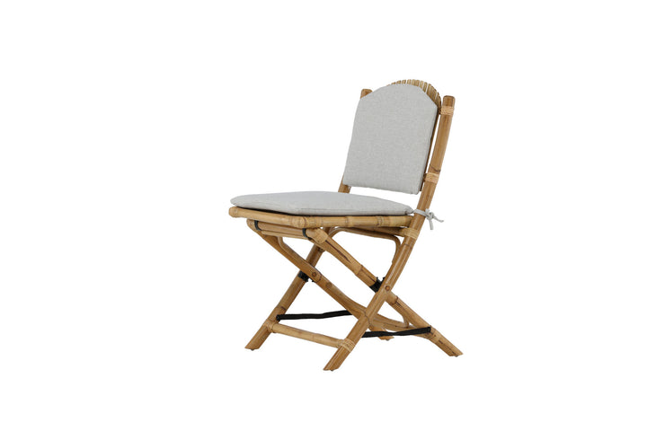 Venture Home Cane Foldable dining Chair - Bamboo / Grey Cushion